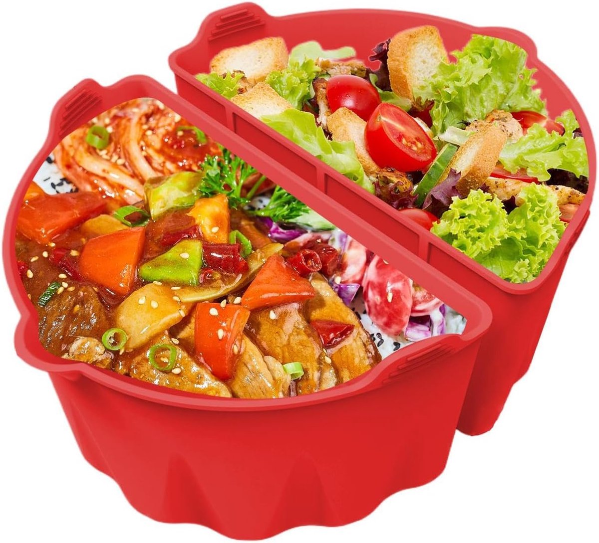 Slow Cooker Liner Silicone Verdeel Aparte Maaltijden Voedselveilig Materiaal 5.7-7.6 Liter Rood