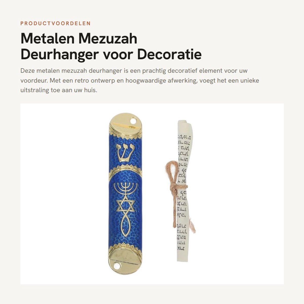 Dailygoods- Mezuzah Blauw Metalen - Joodse Decoratie - Katholieke