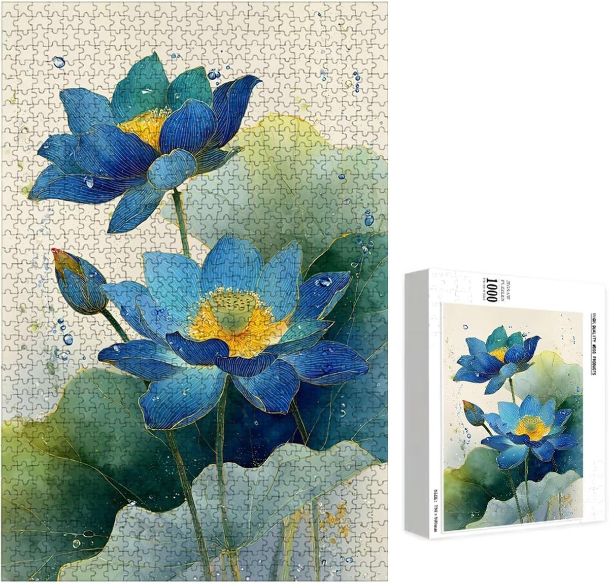 Houten Puzzel - Legpuzzel Volwassenen - Creatieve Hobby - Letters op Achterkant - 147 x 105 cm - Blauw