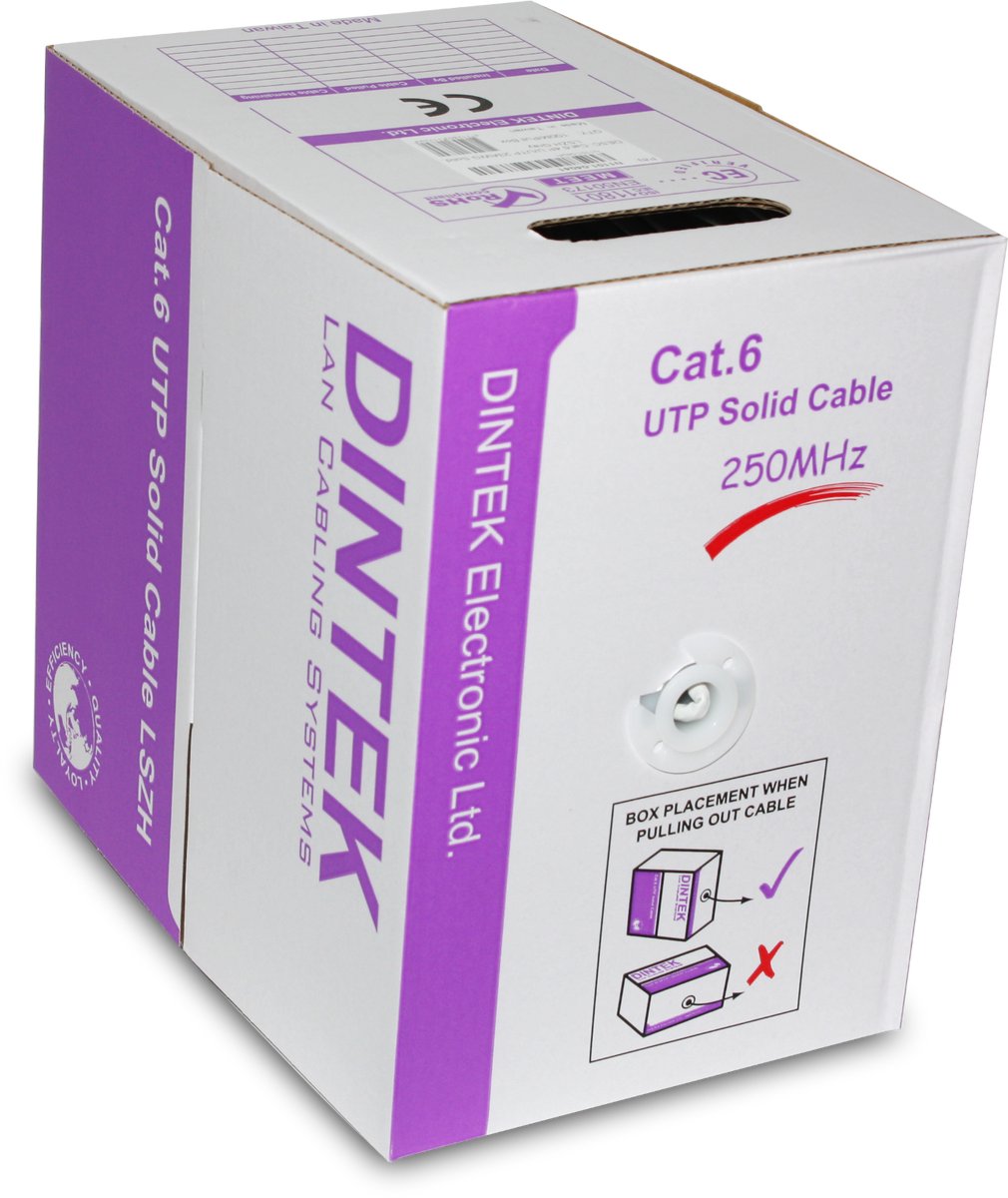 DINTEK - 100m kabel - CAT6 - U/UTP LSZH - Eca - grijs - 1101-04055