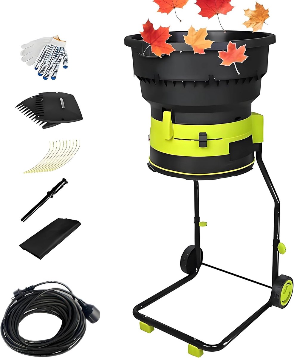 Elektrische Bladversnipperaar - Tuinversnipperaar Compost - Tuinafval Verwerken - Bladeloze Veiligheidstechnologie - 17:1 Reductie - Zwart