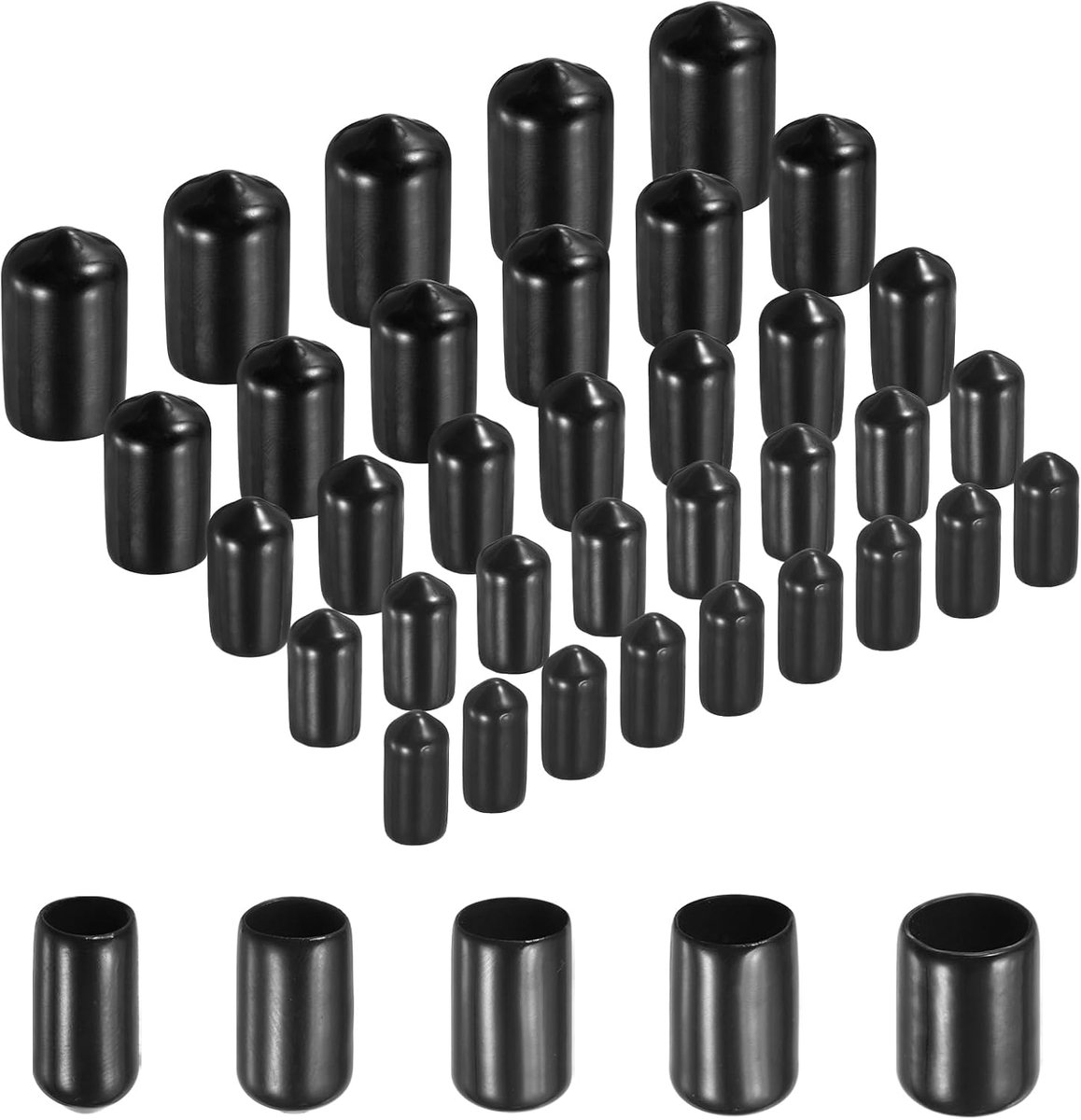 Rubberen Beschermhoesjes - Ronde Doppen - Vloer Beschermen - Flexibel Materiaal - 50 Stuks - Zwart