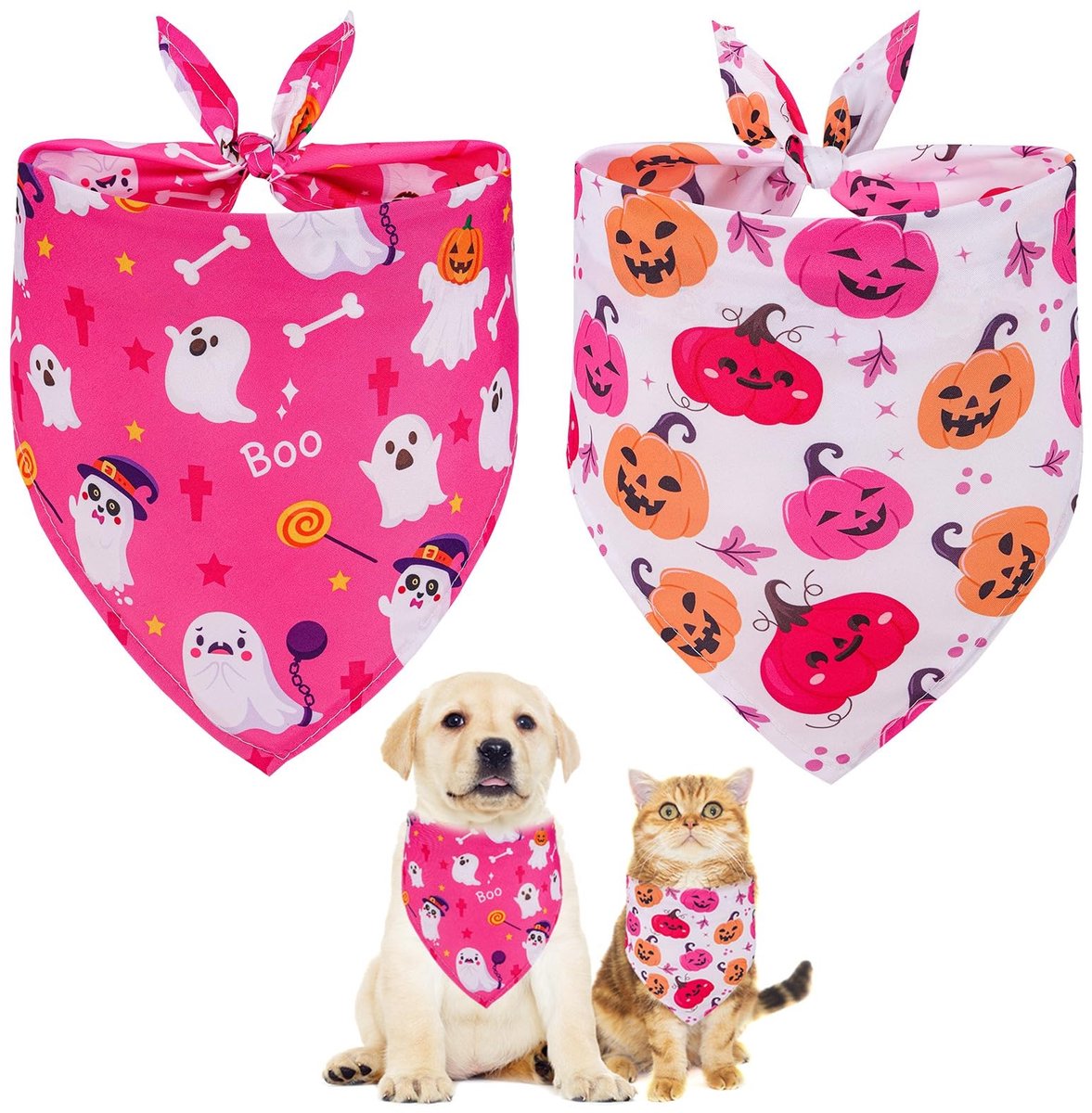 Dailygoods- Halsdoek Halloween - 2 stuks - Verstelbaar - Polyester - Hondenaccessoire - Duurzaam - Modieus ontwerp - Hondenbandana