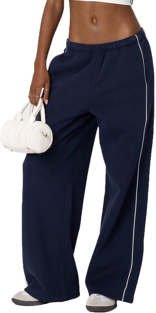 Dailygoods- Joggingbroek Dames - Modieuze Zijstrepen - Losse Pasvorm - Rechte Pijpen - Met Zakken - 100% Polyester - Trainingsbroek