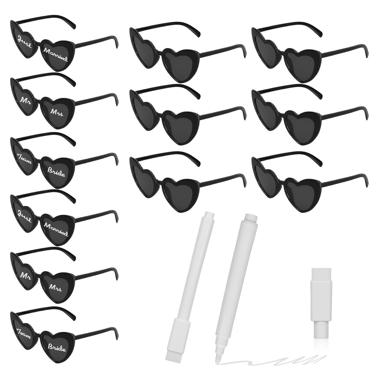 Dailygoods- Hartvormige Bril Set van 12 - Doe-het-zelf Zonnebrillen - Partybril - Bruiloft - Vrijgezellenfeest - Creatief Ontwerp met Stiften - Zonnebril