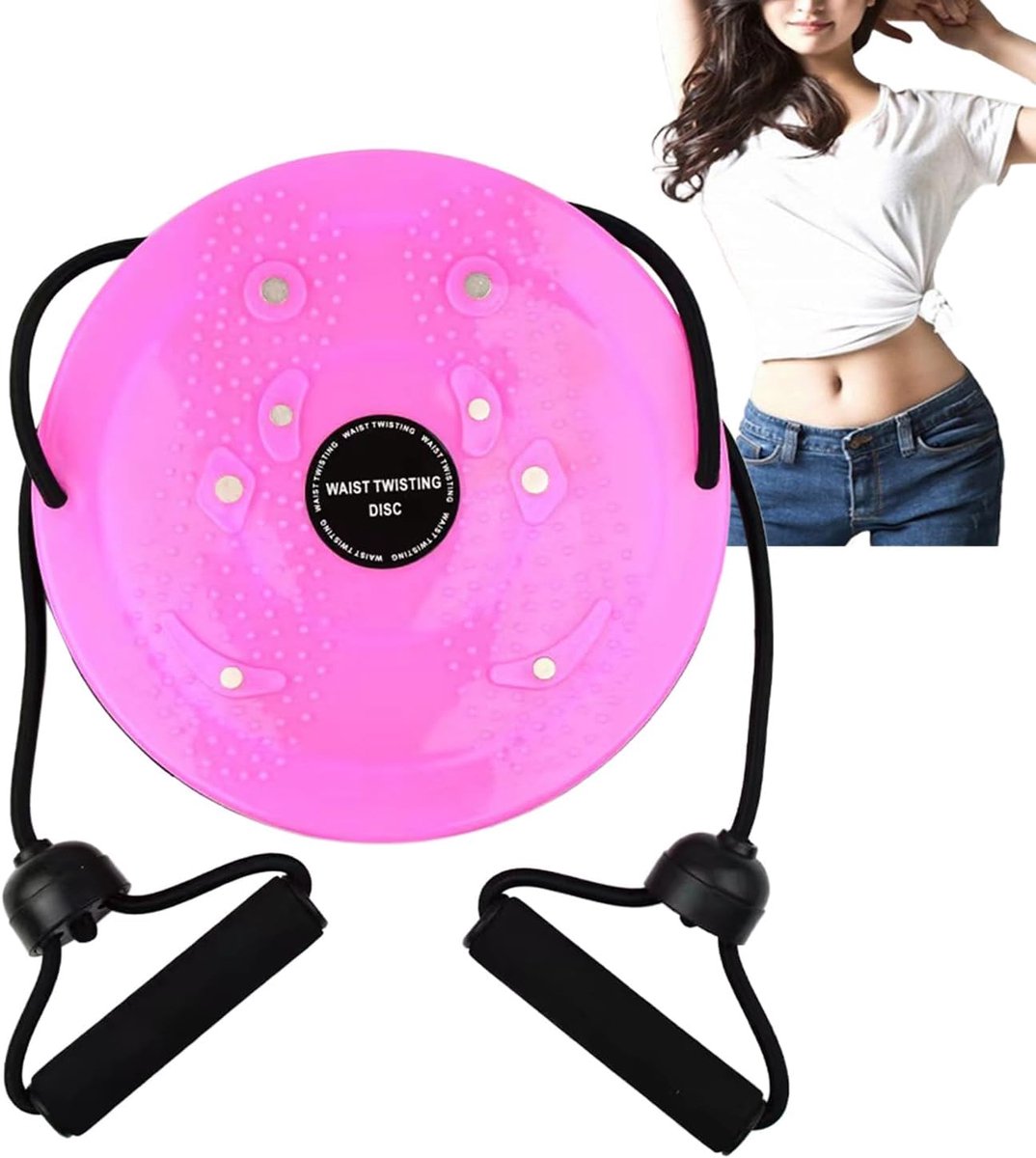 Fitness Draaischijf - Buikspier Trainer - Thuis Trainen - Verstelbare Intensiteit - 25cm Diameter - Roze