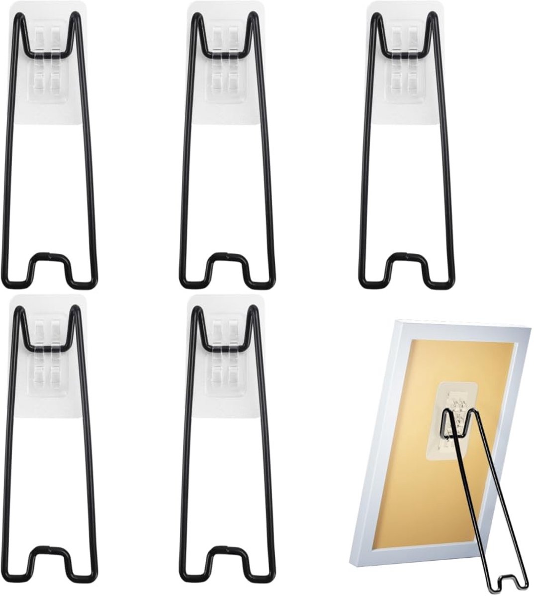 Dailygoods- Fotolijststandaards 5 Stuks - Hoogte Verstelbare Beugel - Zelfklevende Ezelrug - Fotoweergave - Woondecoratie - Flexibele Steun - Fotolijststeun