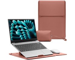 Dailygoods- Laptophoes 13,3-14 inch - Tas met standaard - Donkerroze - Bescherming - Geschikt voor laptops - Laptoptas