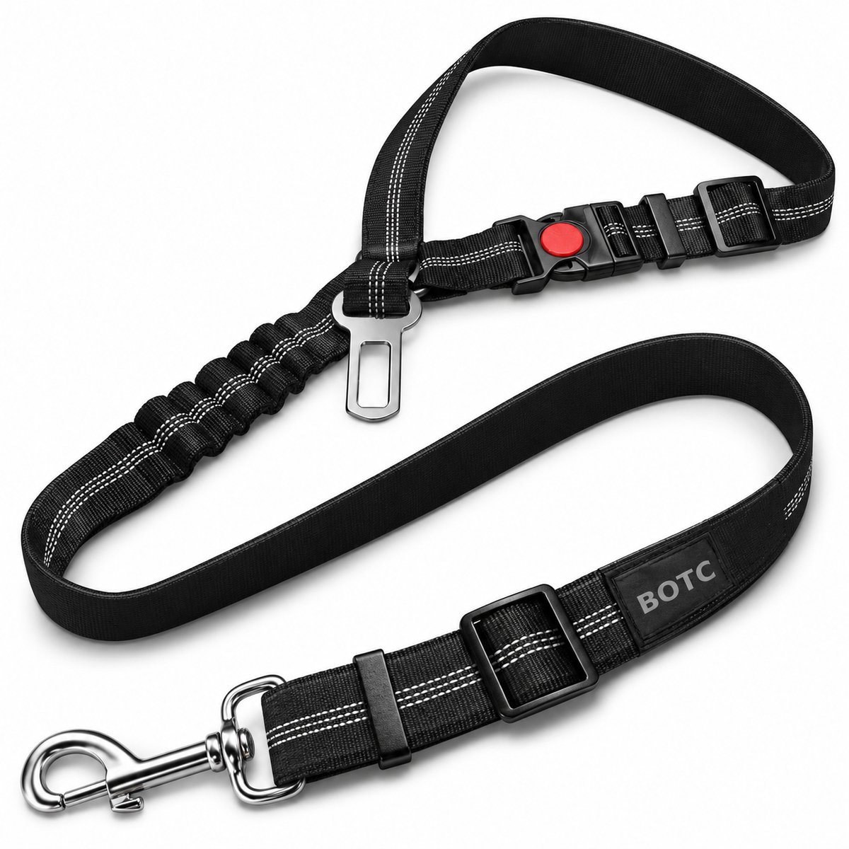 BOTC Autogordel Hond - 3 IN 1 Hondengordel - Honden autogordel - Reflecterende - Veiligheidsgordel hond - Autoriem Hond - Zwart