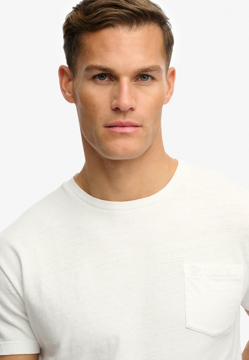 Superdry Klassiek Katoenen Linnen T-shirt met Zak Heren T-shirts Wit