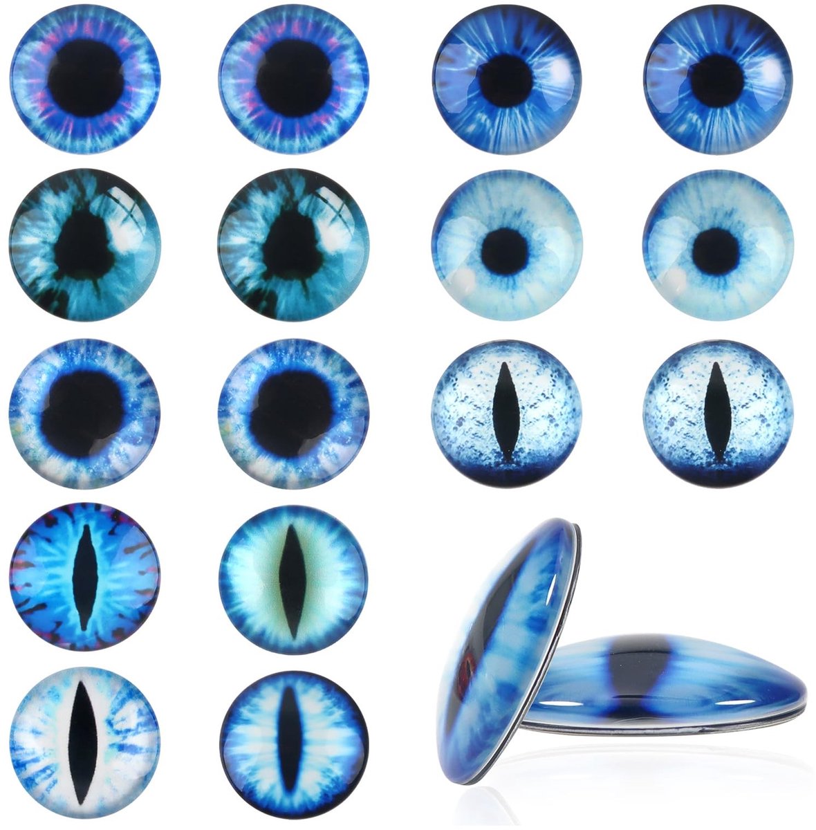 Dailygoods- Glazen Ogen 25mm Blauw - 20 Stuks - Glas Cabochons - Veiligheidsogen - Handgemaakte Projecten - Duurzaam Materiaal