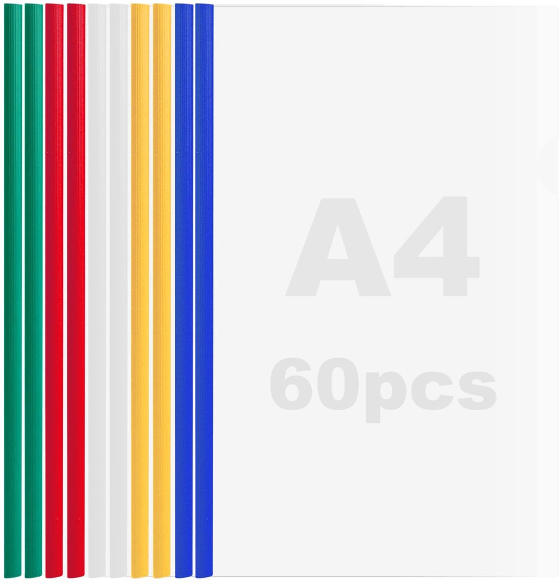 Dailygoods- Klemrails A4 60 Stuks - Rapportafdekking - U-Schuifstang - Kunststof - Waterdicht - Duurzaam Polypropyleen - Documentenmap