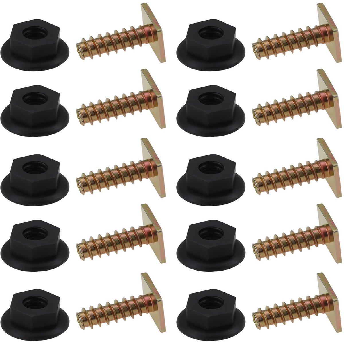 Dailygoods- Spatborden - 10 Paar - Autospatborden - Zijstangmoeren - Compatibel met Opel Combo Box Body/MPV 2001-2012 - 90481593/5164900 - Moeren