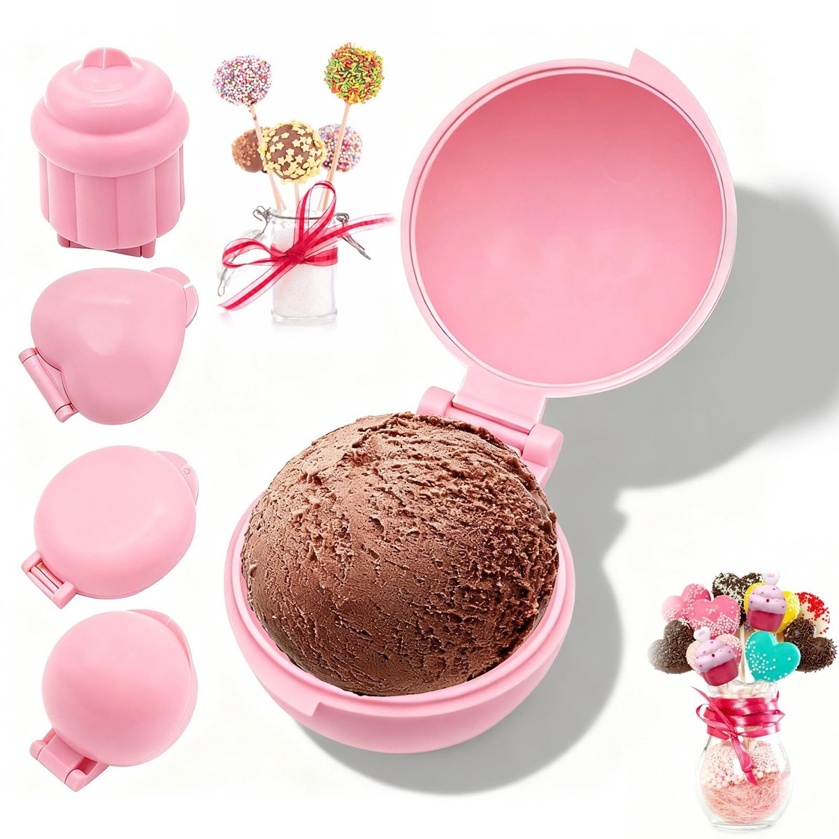 Dailygoods- Cakepopmallen 4 Stuks - Siliconen Mallen - Hartvormig/Rond - Bakaccessoires - Geschikt voor Kinderen - Eenvoudig Gebruik - Bakvormen