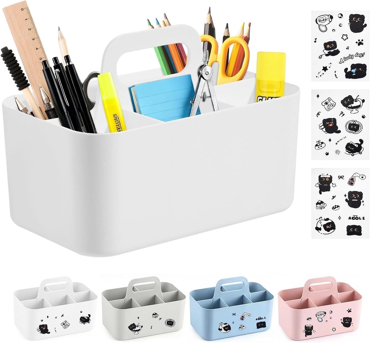 Dailygoods- Opbergbak Multifunctioneel - Caddy Organizer met Handvat - Stapelbare Opbergmanden - BPA-vrij Plastic - 25 x 15,4 x 17 cm - Antislip Pads - Opbergmand