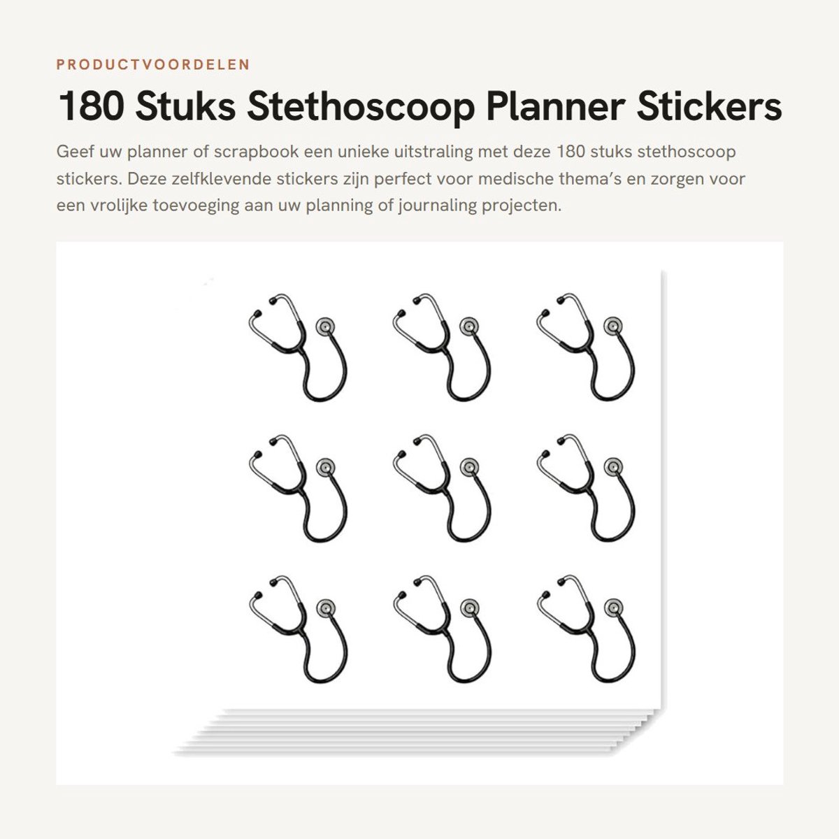 Dailygoods- Stethoscoop Stickers 180 Stuks - Zelfklevende Stickers - Doktersthema - Planner Stickers - Kalender Stickers - Knutselen - Kunst Journaling - Plannerstickers
