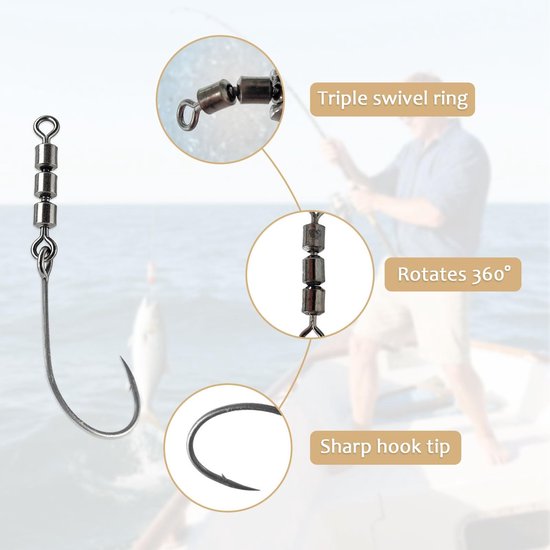 Dailygoods - 18 stuks Rotate Fishing Rig Hooks voor zeevissen en zoetwatervissen (3 maten) van Dailygoods — afbeelding 5