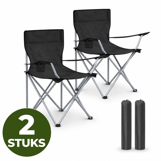 ACAZA Campingstoelen Set van 2 - BASIC - Draagvermogen 120 kg - Klapstoel - Zwart