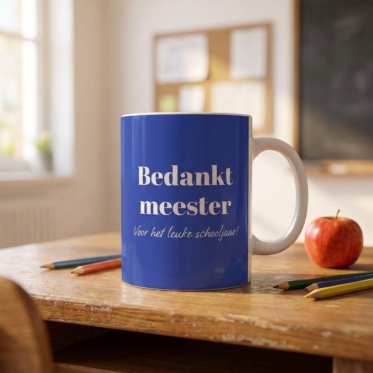 Mok met tekst | Bedankt Meester | Blauw | Bedankt | Cadeau | Keramiek | 330 ML | Fotofabriek