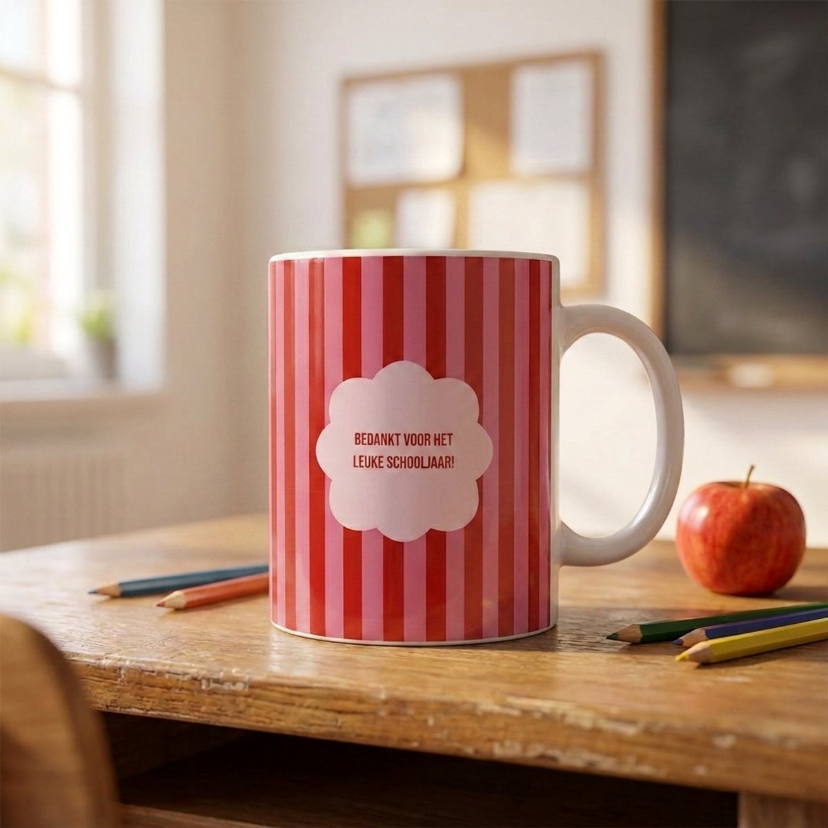 Mok met tekst | Bedankt Juf | Roze | Rood | Bedankt | Cadeau | Keramiek | 330 ML | Fotofabriek