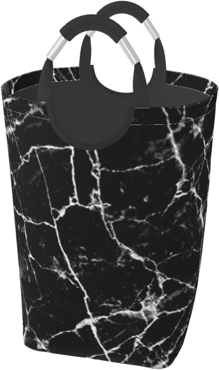Wasmand Kledingmand Opvouwbaar Vuile Kleding Sorteren Waterdicht Ontwerp 50 Liter Zwart Marmer