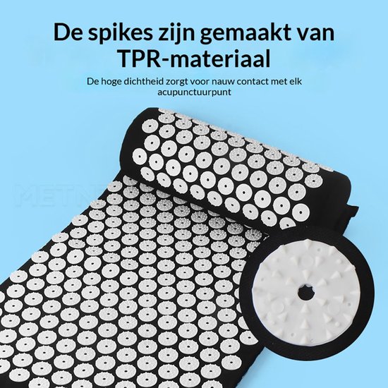 Gloovon® - Spijkermat met Kussen - Acupressuur Mat - Massage Mat - Lotusbloem - Incl. Draagtas - 68x42x2 cm - Zwart van Gloovon® — afbeelding 5