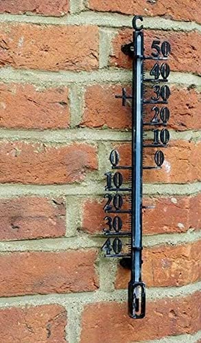 Buitenthermometer - Weerstation - Buiten Temperatuur - Robuust Metaal - 40 cm - Zwart