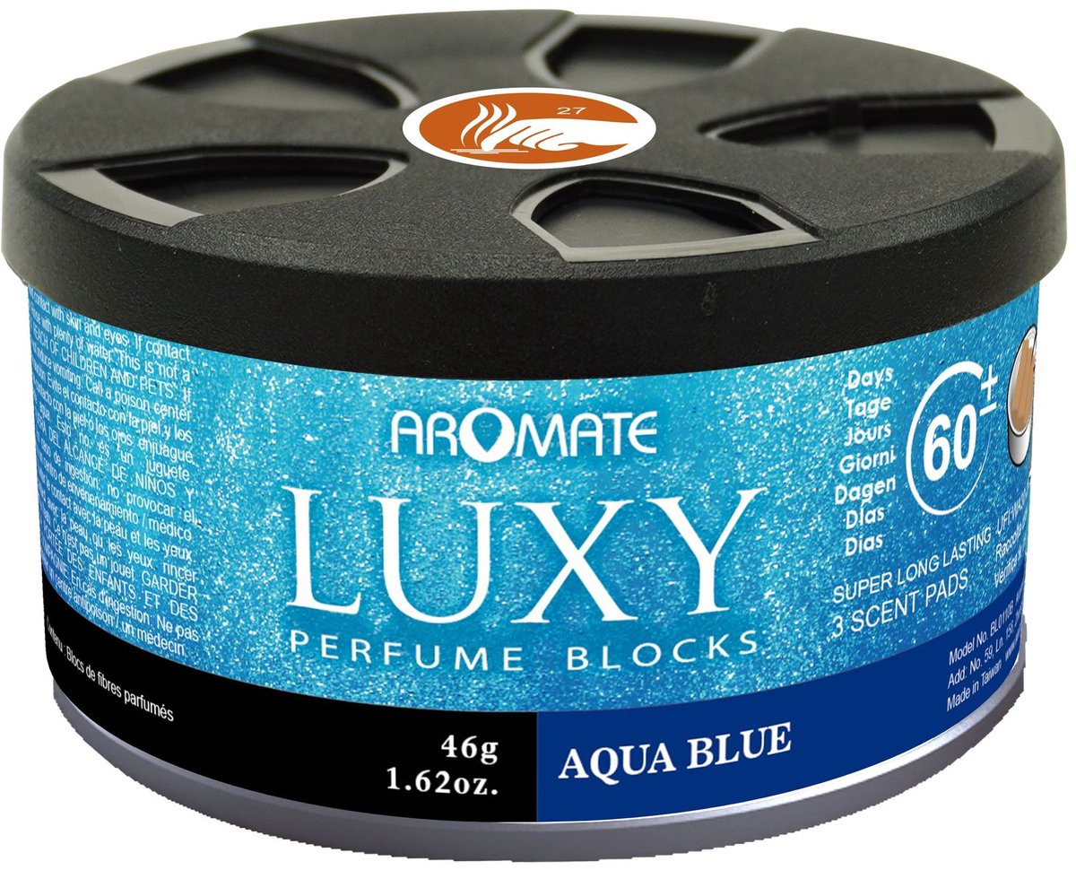 AIRE Luchtverfrisser LUXY AQUA BLUE Perfume Block. Houdbaarheid ca. 60 dagen