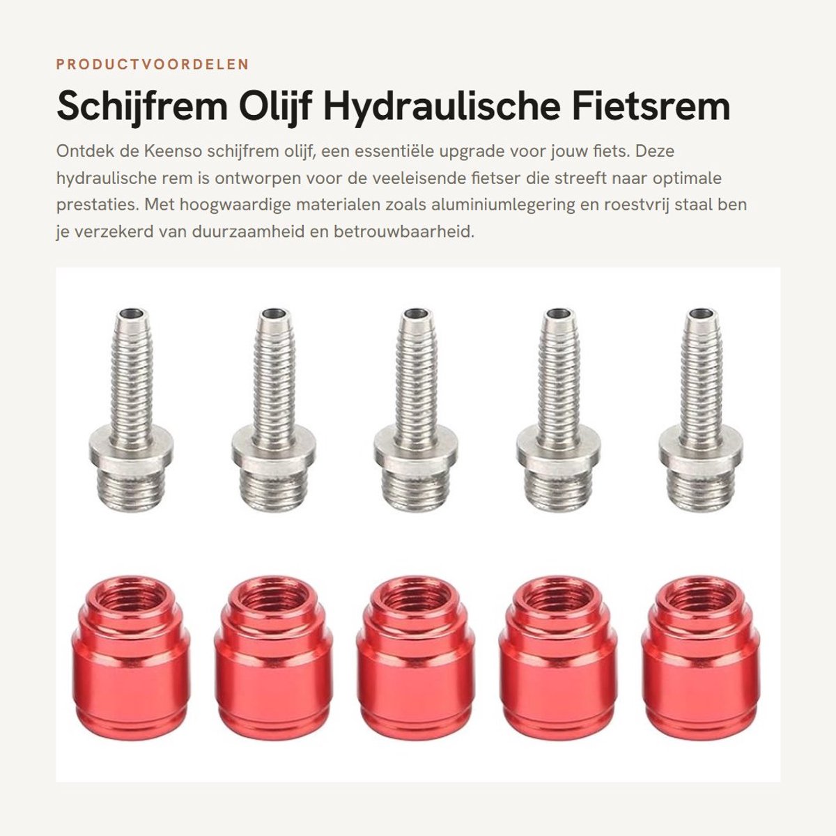 Dailygoods- Schijfrem Olijf - Hydraulische Rem - Aansluitset - Aluminiumlegering - Roestvrij Staal - 5 Sets - Fietsrem