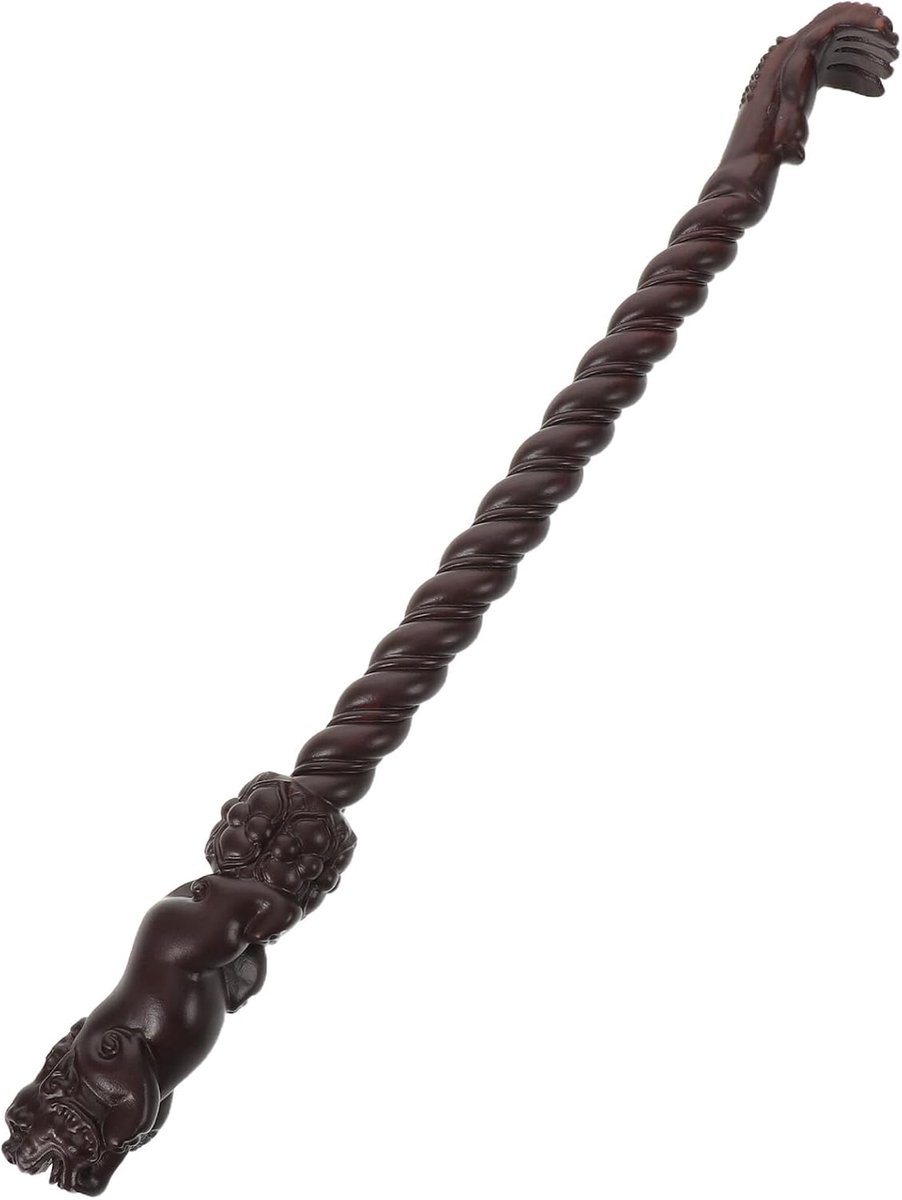 Houten Rugkrabber - Massagestokje Lichaam - Ontspanning Jeukverlichting - Handgemaakt Sandelhout - 39 cm Lengte - Donkerbruin