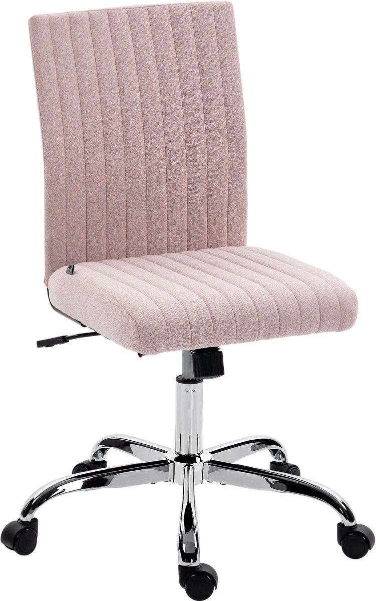HOMCOM-bureaustoel - stof met linnenlook (100% polyester) - 56x43x99cm - roze