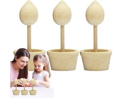 Houten plantenbak - Bloempot decoratief - Creatief knutselen - Beschilderbaar ontwerp - 117 x 85 cm - Multikleur