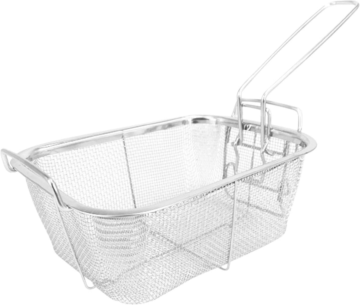 Friteuse Mandje Snack Mandje Serveerschaal Eten Serveren Roestvrij Staal 21.5 x 15 cm Zilver