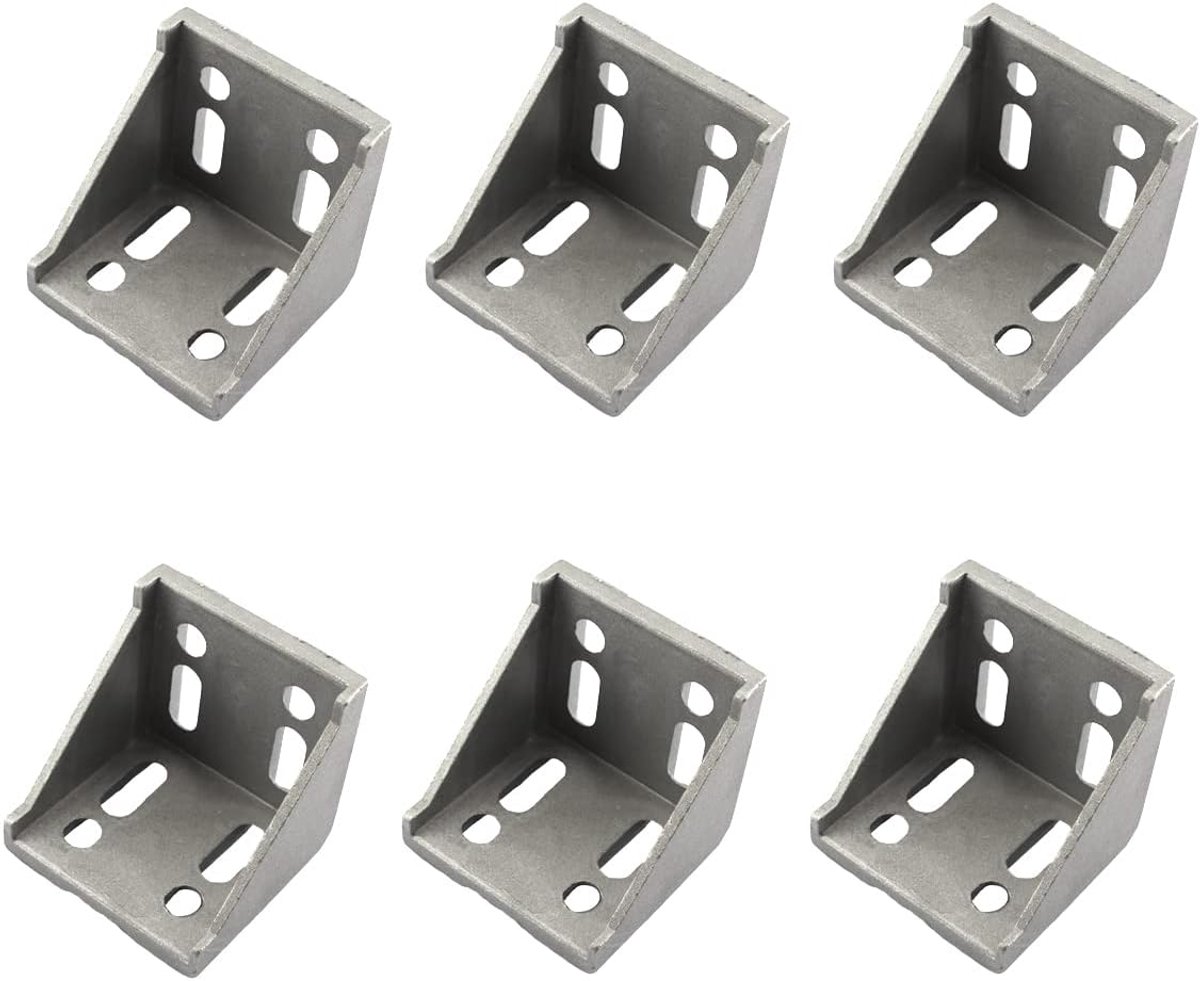 Aluminium Profiel Connector - Haakse Beugel - Meubel Assemblage - Hoge Hardheid Aluminium - 6 Stuks - Zilver