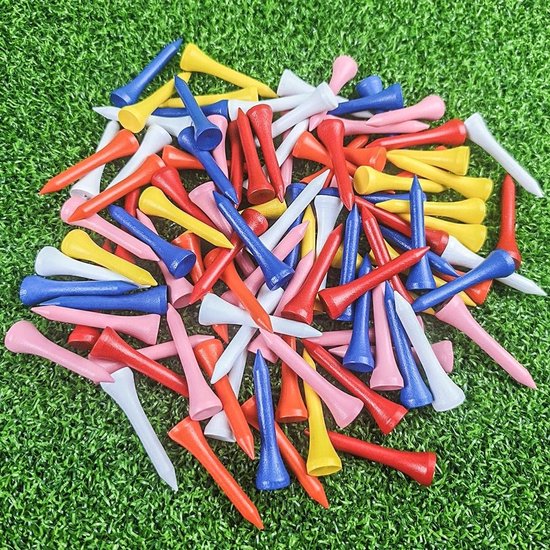 Dailygoods- Golf Tees 50 Stuks - Duurzaam Kunststof - Lange 73mm - Golf Accessoires - Rubber Kussen - Gemengde Kleuren — afbeelding 3