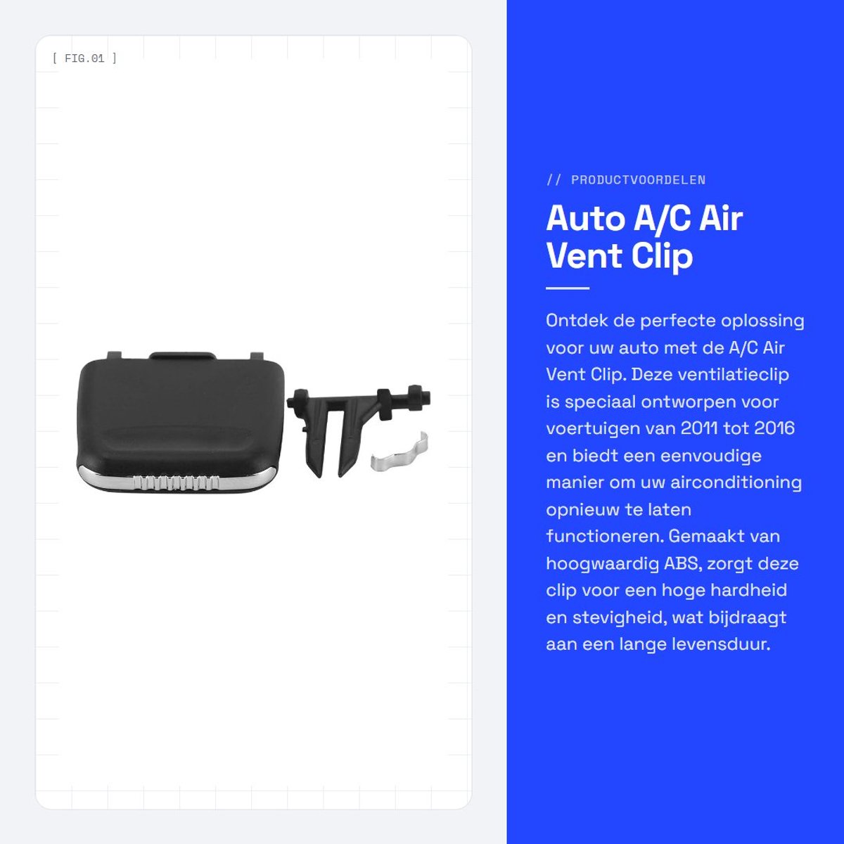 Dailygoods- Air Vent Clip Hoogwaardige ABS - Auto Ventilatieclip - Instelbare Luchtstroom - Duurzaam - Eenvoudig te Installeren - Compatibel met 2011-2016 - Ventilatierooster