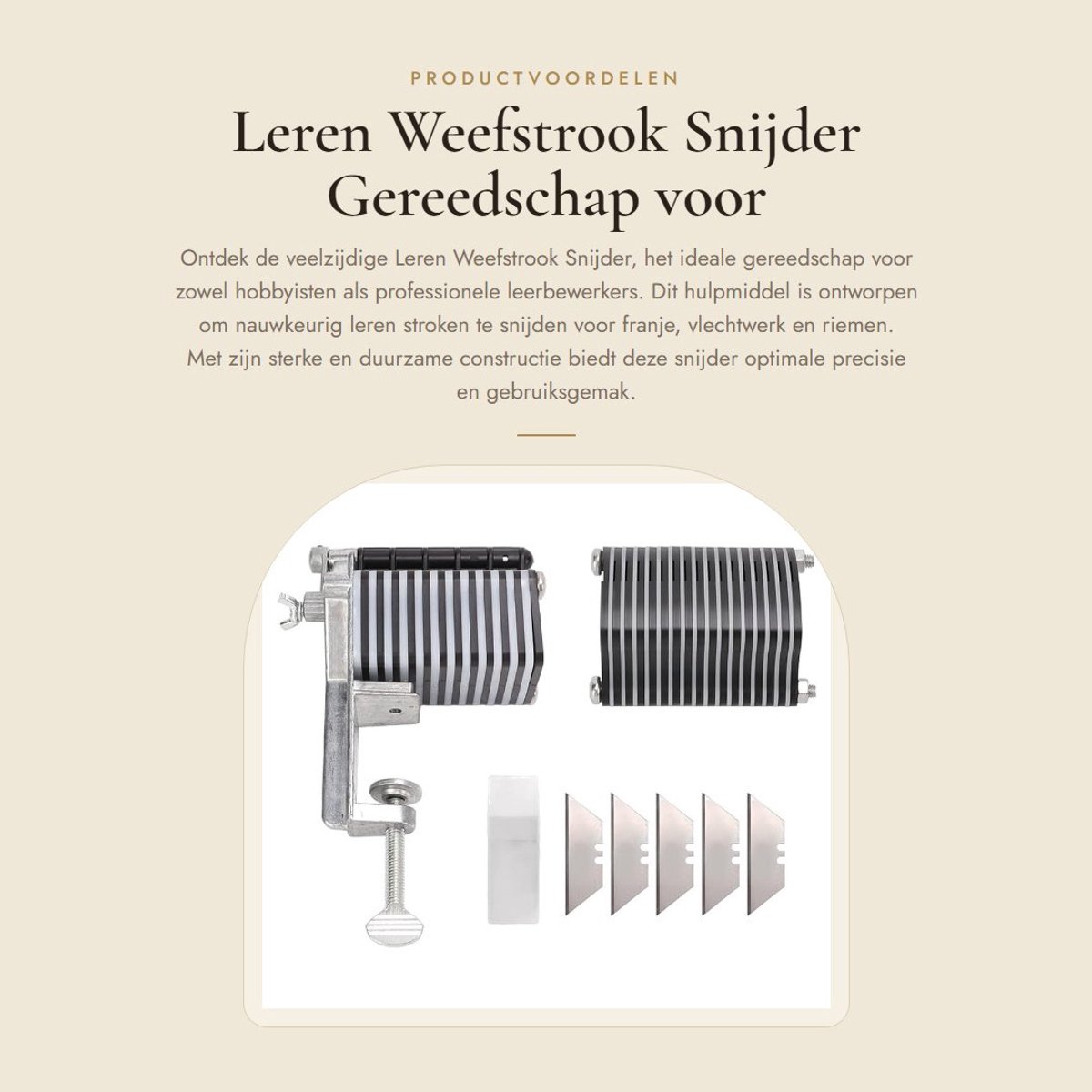 Dailygoods- Weefstrook Snijder Precisie Snijwerk - Leren Snijgereedschap - Vlechtstroken/Riemen - Handmatig Gereedschap - Duurzaam - Ergonomisch Ontwerp - Leersnijder