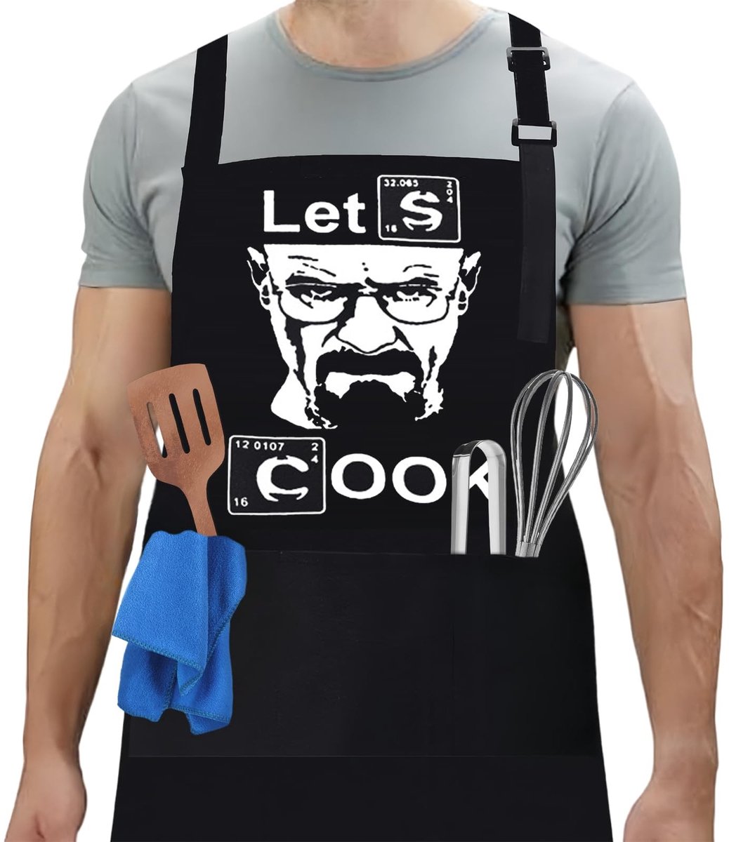 Dailygoods - flintronic Grappig kookschort voor heren en dames, waterdichte bedrukte keukenschorten voor heren met drie zakken, verstelbare barbecueschorten voor keuken, restaurant, koffiehuis