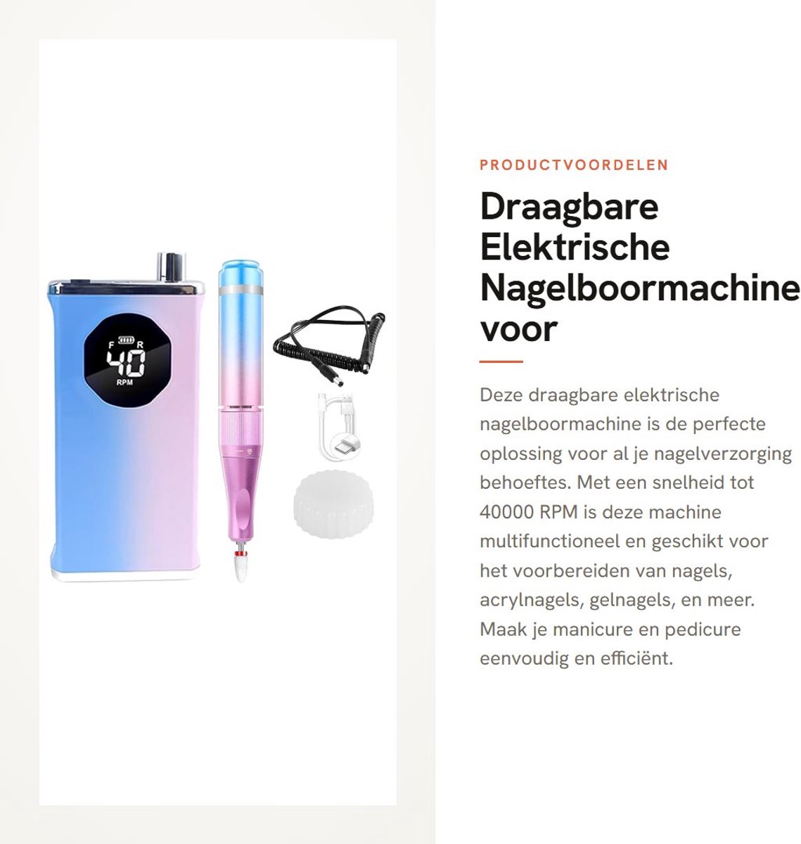 Dailygoods - Draagbare Elektrische Nagelboormachine voor Acrylnagels en Gelpolijsten