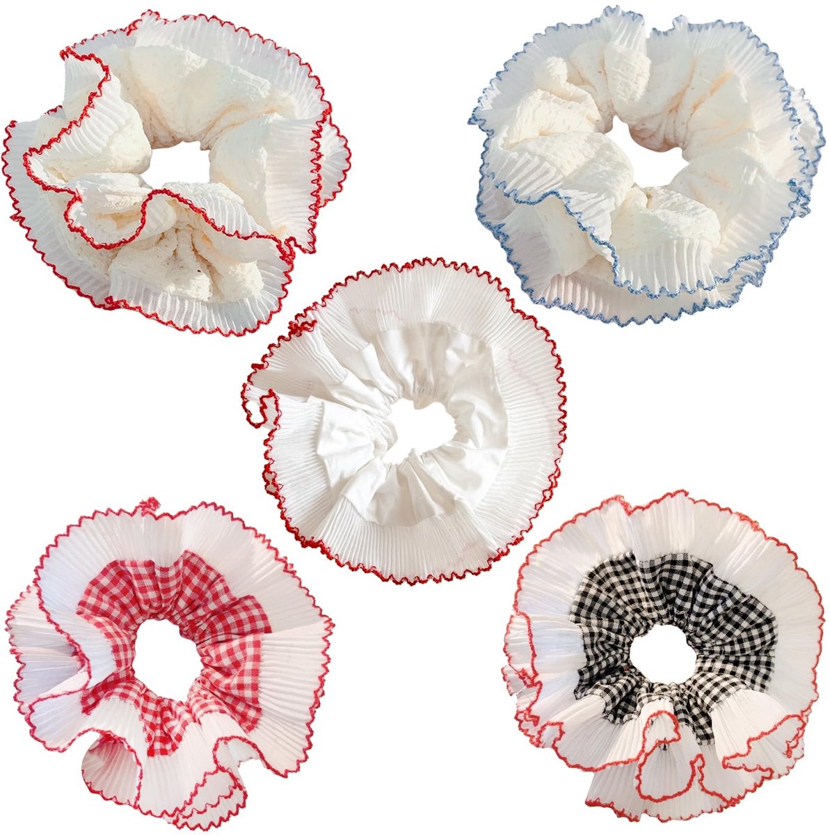 Dailygoods - Set van 5 Grote Elastische Haarelastiekjes voor Dames - Scrunchies van Zijde