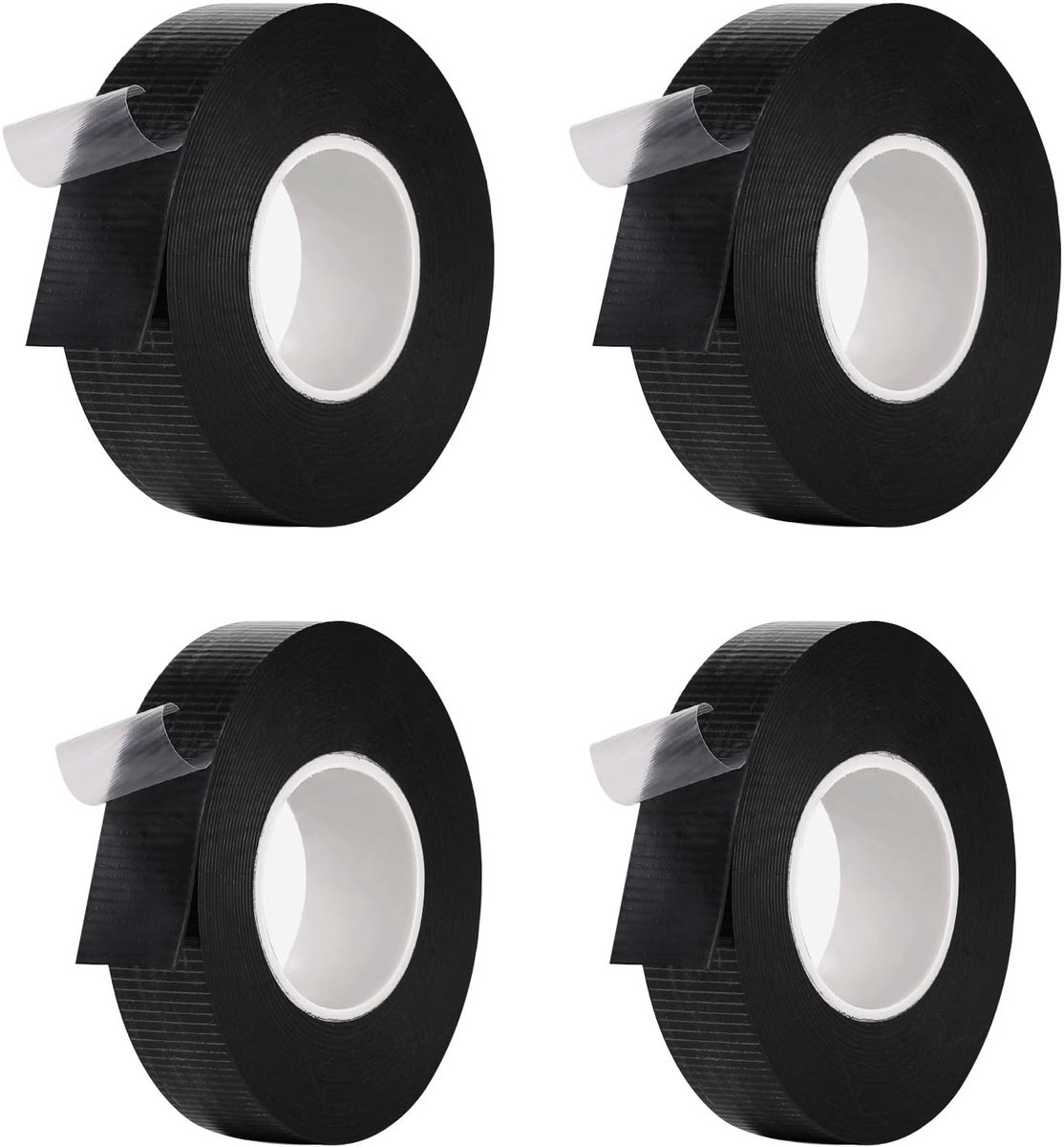 Dailygoods - 4 stuks isolatietape zwart, waterdichte plakband, zwart, zelfklevend, isolatietape, zelfhechtend, in twee maten, isolatietape, stoffen tape, zwart, voor bundelen en repareren van kabels