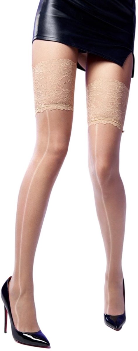Dailygoods- Kousen Halterloos - Antislip Siliconen Kant - Sexy Dijd hoge Kousen - Flinterdun - Lichtgewicht - Ademend Materiaal - Dijhoge Kousen