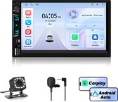 Junsun 2DIN Draadloos Carplay & Android Auto Geschikt voor de meeste automodellen mit achteruitrijcamera - GPS-navigatie - FM -RDS - USB & Typ-C + Installatiegereedschap