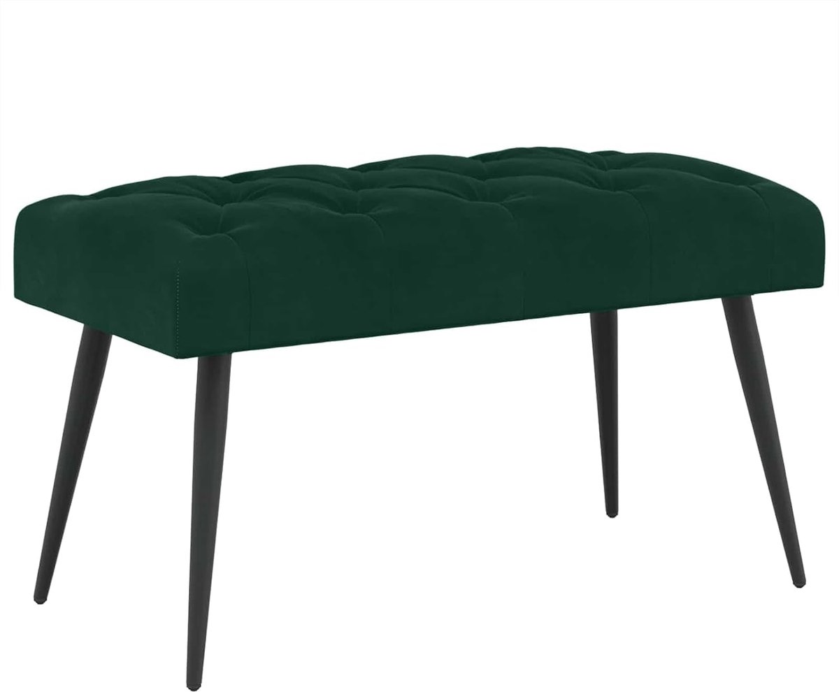 Bank met knopen - Zitmeubel fluweel - Ontspannen zitten - Stevig houten frame - 80 x 40 cm - Donkergroen