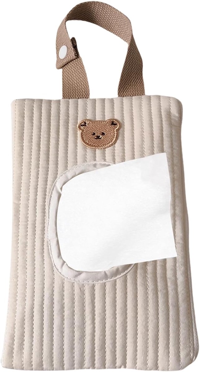 Draagbare Doekjes Houder - Herbruisbare Pouch - Onderweg Hygiëne - Met Ophanglus - 23 x 15 cm - Zwart