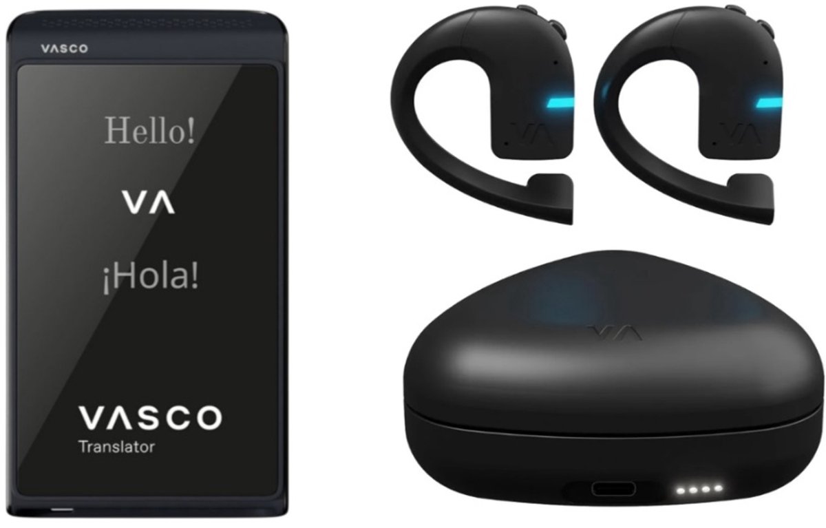 Vasco Q1 Phantom Black AI vertaler + Vasco Translator E1 - Vertaler oordopjes. Stemkloning telefoongesprekken en handsfree modus gratis Internet foto en telefoon Vertaler