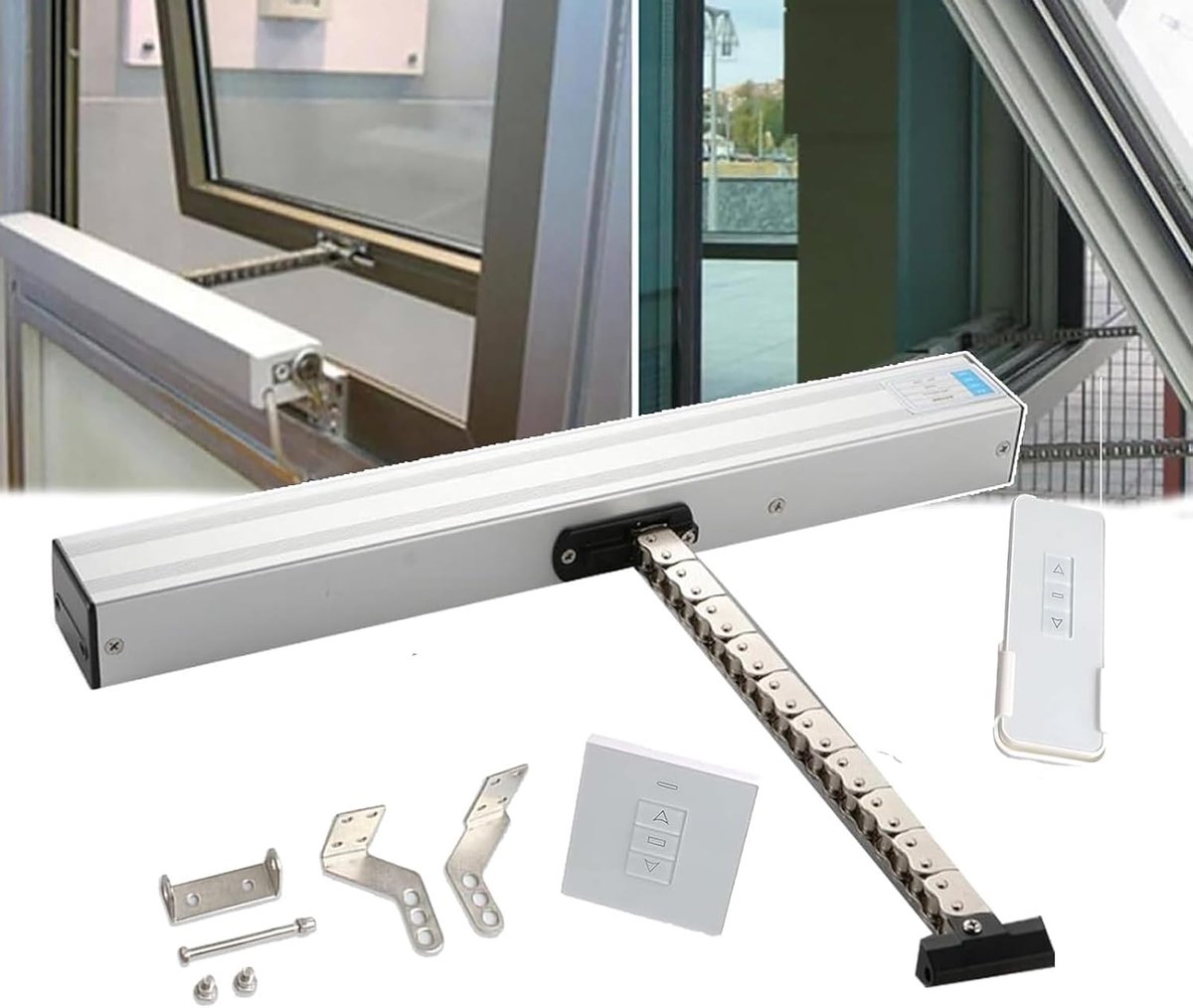Elektrische Raamopener - Kettingopener Automatisch - Ventilatie Regelen - Afstandsbediening Inbegrepen - 300-1000mm Verstelbaar - Zilver