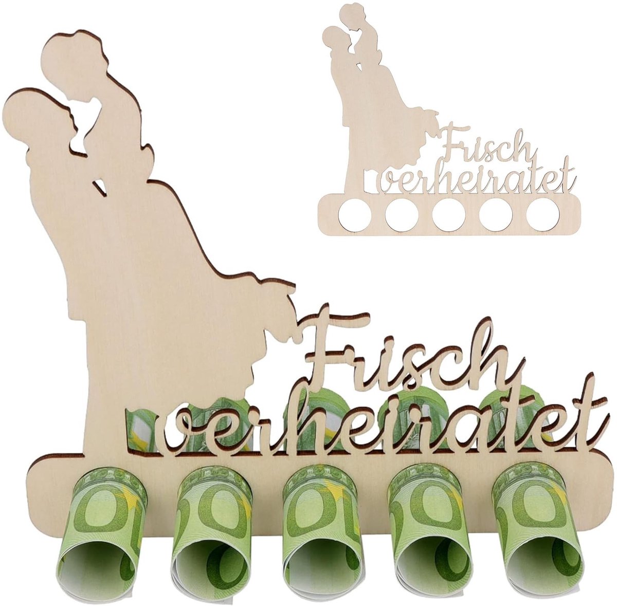 Dailygoods- Geldcadeau Hout - Origineel Gepersonaliseerd - Huwelijkscadeau - Bruidspaar Geschenken - Blijvende Herinnering - Natuurlijke Schoonheid