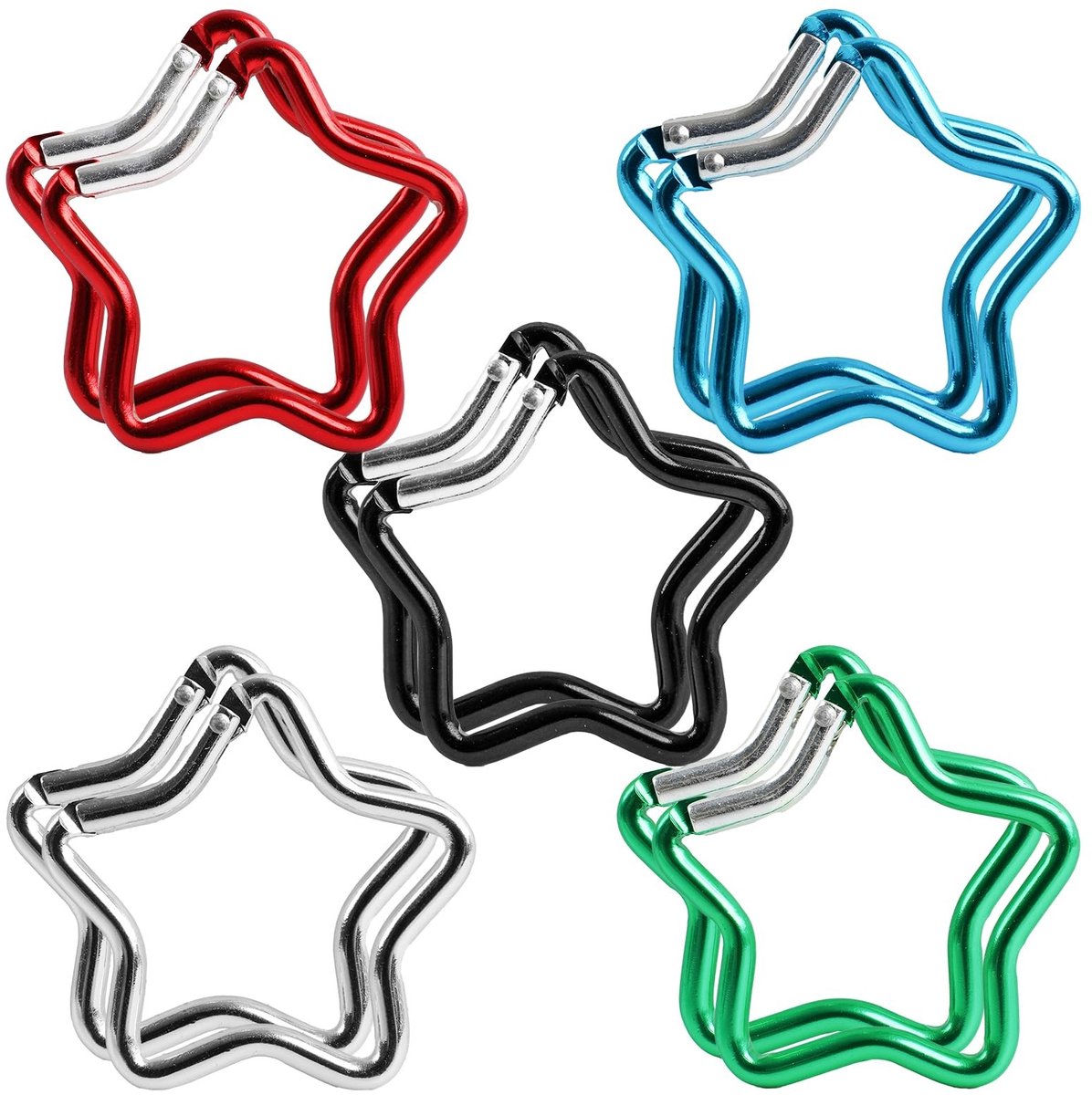 Dailygoods - 10 Stuks Schattige Karabijnhaken Ster, Karabijnhaken Ster Sleutelhanger Ster Karabijnhaak Sleutelhanger Starlight Karabijnhaak Sleutel Metalen Gesp Haken Voor Outdoor Sport (5 Kleuren)