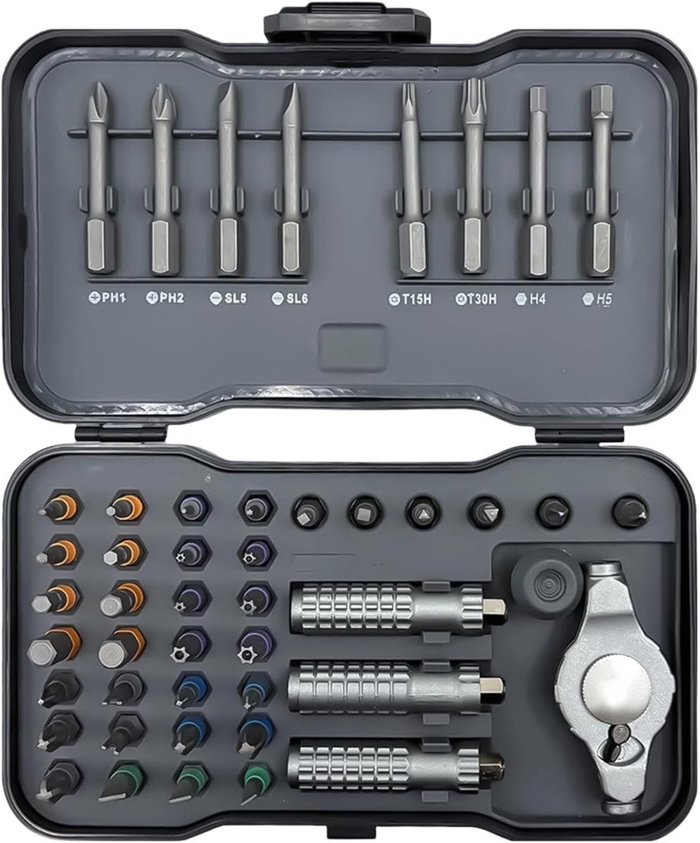 Ratel Schroevendraaier Set - Multi Bit Tool - Klusjes Thuis - Magnetische Houder - 47 Delig - Zwart